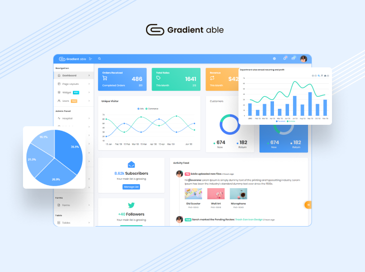 gradient able admin dashboard template