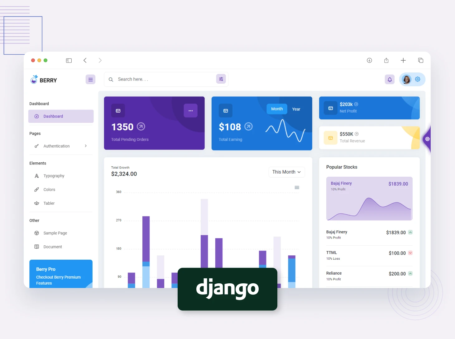 Berry free django react template