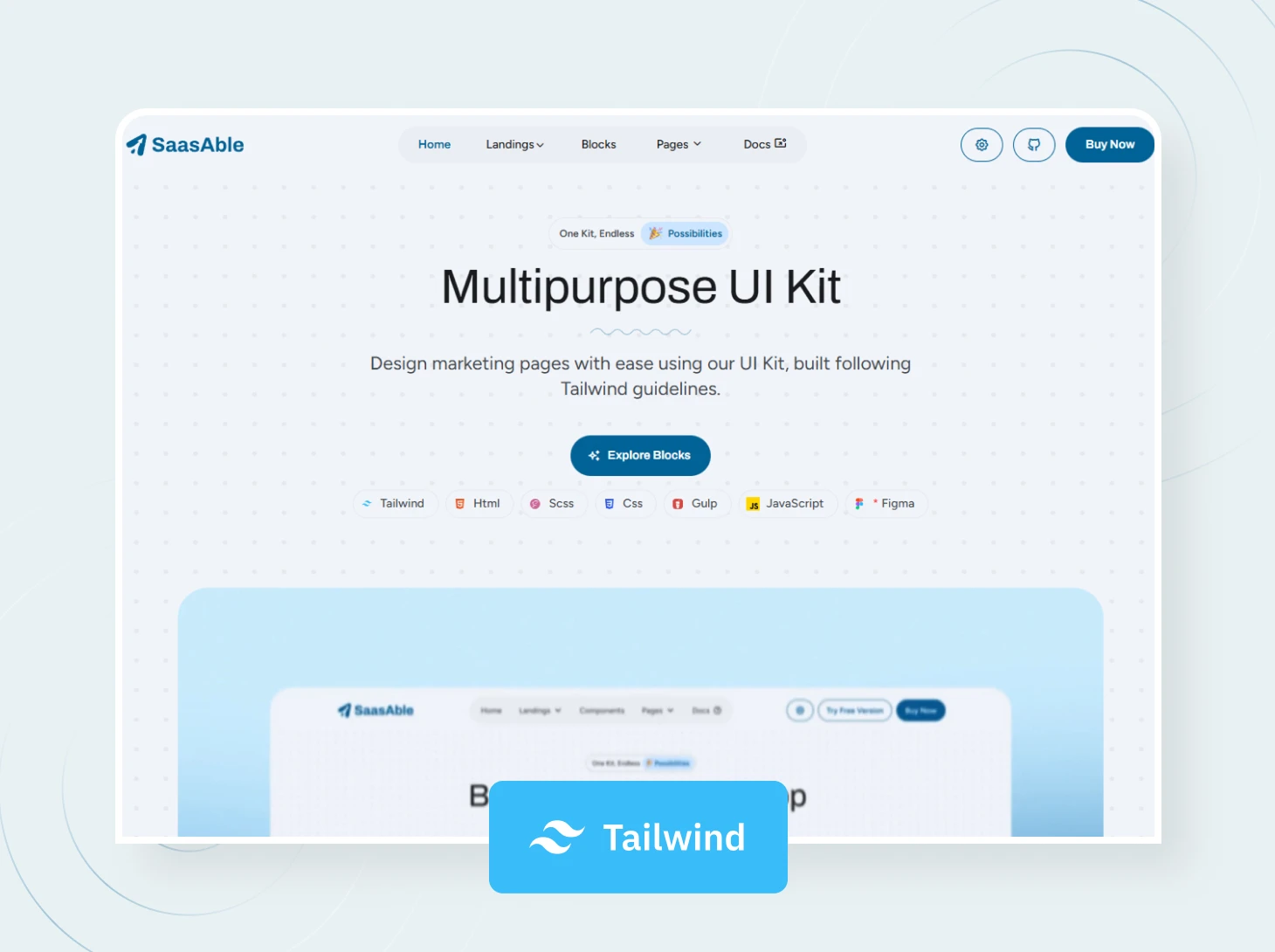 Saasable tailwind multipurpose ui kit
