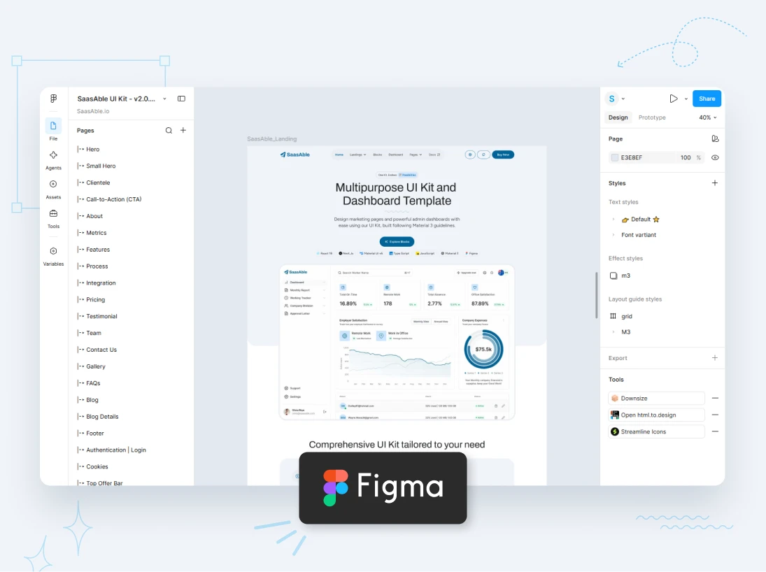 Saasable figma ui kit for landings – pro
